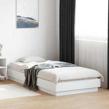 vidaXL Bed Frame met LED Wit 80 x 200 cm Bewerkt hout, Eenpersoons, Verzenden, Wit, Nieuw