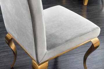 Design stoel MODERN BAROQUE grijs fluweel gouden stoelpoten, Ophalen of Verzenden, Nieuw