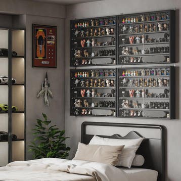 HOMCOM Wandvitrinekast Zwart 80x9.5x60 cm met 4 Verstelbare, Verzenden, Nieuw