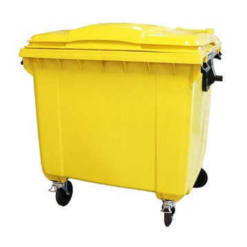 Afvalcontainer 4 wiel 1100 liter Geel - voor DIN-opname, Verzenden, Nieuw