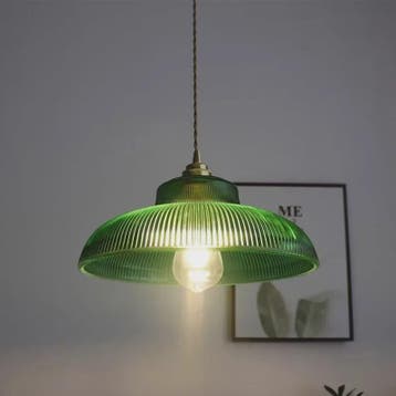 Groene Glazen Hanglamp Vintage - Sfeervolle Verlichting voor, Verzenden, Nieuw