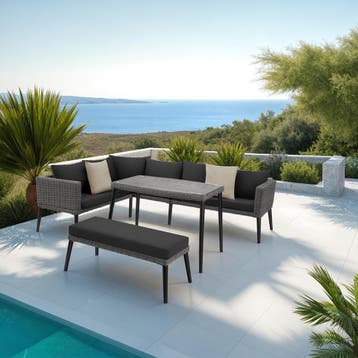 Rotanlounge met aluminium frame Pula - grijs, Tuin en Terras, Verzenden, Nieuw