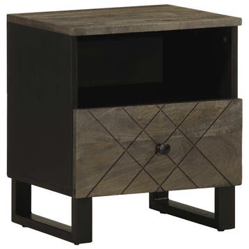 vidaXL Nachtkastje 40x33x46 cm massief mangohout zwart, Verzenden, Nieuw, Hout