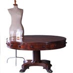 Drumtabel met massief mahonie blad 4 laden en 4 schijnladen, Ophalen of Verzenden