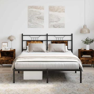 vidaXL Bedframe zonder matras hout gerookt eikenkleurig, Bruin, Verzenden, 140 cm, 200 cm