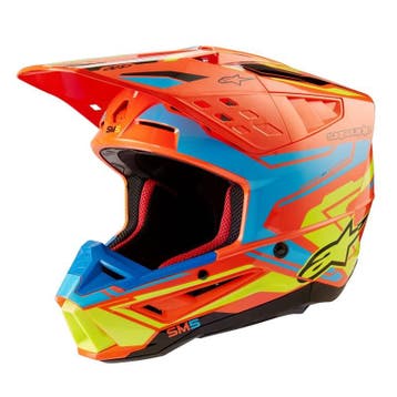 Alpinestars S-M5 Action 2 Helm Ece 22.06 Oranje Fluo Cyaan, Motoren, Kleding | Motorhelmen, XXL, Nieuw met kaartje, Overige merken