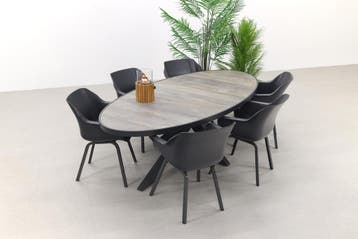 Hartman Sophie/Silva houtlook 240x115 cm. ovale tuinset -, Verzenden, Nieuw, Kunststof, Tuinset