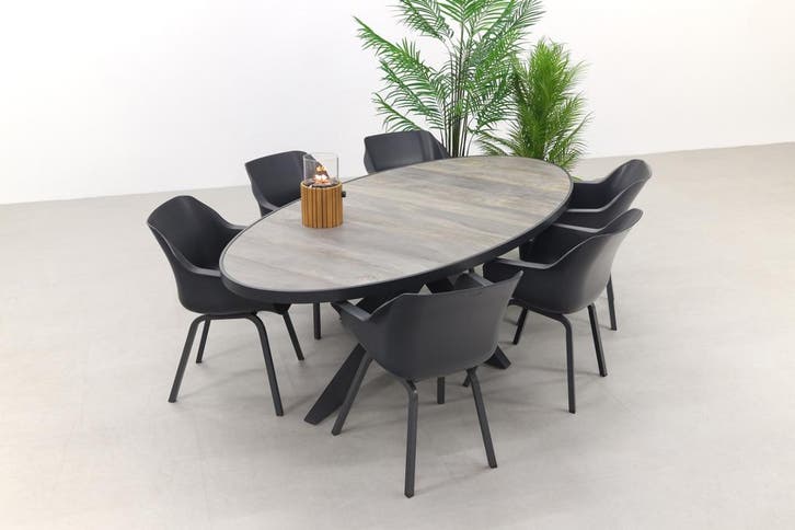 Hartman Sophie/Silva houtlook 240x115 cm. ovale tuinset -, Tuin en Terras, Tuinsets en Loungesets, Tuinset, Nieuw, Kunststof, Verzenden
