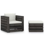 vidaXL 2-delige Loungeset met kussens grijs geïmpregneerd, 2 zitplaatsen, Verzenden, Nieuw, Loungeset