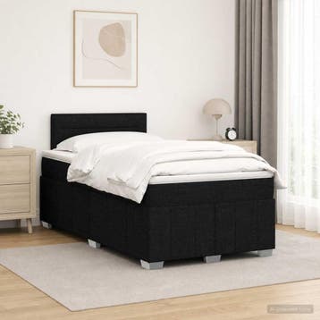 vidaXL Boxspringbed met matras met hoofdeinde Zwart 120 x, Verzenden, Nieuw, Twijfelaar, Zwart