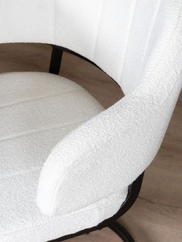 Eros Eetkamerstoel Ivory Bouclé | Met Armleuning, Huis en Inrichting, Overige kleuren, Verzenden, Nieuw, Stof