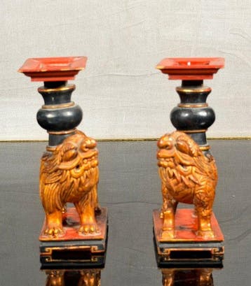 Figuur - Wood foo dogs - Hout - China - Qing Dynastie