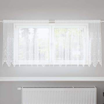 vidaXL Kantgordijn met gordijnen Bloemen Wit 100 x 200 cm, Verzenden, Nieuw, Wit
