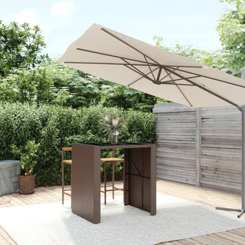 vidaXL Bartafel met glazen blad 105x80x110 cm poly rattan, Tuin en Terras, Tuintafels, Verzenden, Nieuw