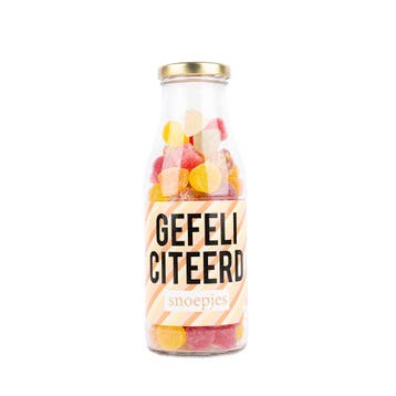 Eat your present Feliciteer-snoep - snoep in fles, Ophalen of Verzenden, Nieuw