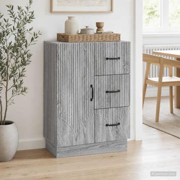 vidaXL Dressoir met lade Grijs sonoma 66 x 34,5 x 87 cm, Verzenden, Nieuw, Overige houtsoorten, Minder dan 50 cm