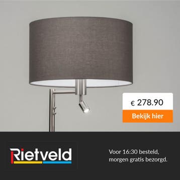 Rietveld-Vloerlampen-Grijs, Staalgrijs-Staal, Stof, Metaal, Huis en Inrichting, Verzenden, Nieuw