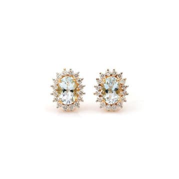 Oorstekers - 14 karaat Geel goud - 1.86ct. tw. Aquamarijn -