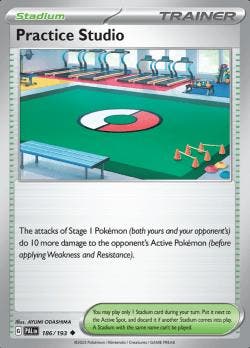 Practice Studio 186/193 reverse holo Paldea evolved, Hobby en Vrije tijd, Verzamelkaartspellen | Pokémon, Losse kaart, Nieuw, Foil