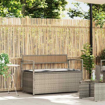 vidaXL Tuinbank met kussen, lichtgrijs polyrotan, Tuin en Terras, Tuinbanken, Verzenden, Nieuw
