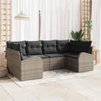vidaXL Tuin Sofa Set met kussen 6 pcs Grijs Poly Rattan, Verzenden, Nieuw, Rotan
