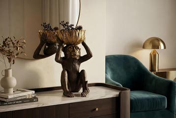 Decoratiefiguur AAP 50 cm handgemaakt met schelp zwart goud, Ophalen of Verzenden, Nieuw