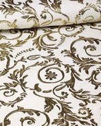 Jacquard Barok Wit/Goud, Nieuw, Wit