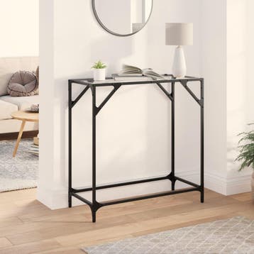 vidaXL Wandtafel met transparant glazen blad 80x35x81 cm, Verzenden, Nieuw, Metaal, 50 tot 100 cm