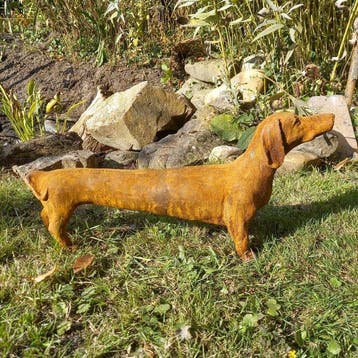 sculptuur, Long Dachshund - 42 cm - Gietijzer