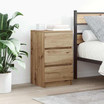 vidaXL Nachtkastjes 3 lades 2 st 39x35x65 cm ambachtelijk, Verzenden, Nieuw, Hout