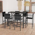 vidaXL 7-delige Tuinbarset poly rattan grijs, Verzenden, Nieuw, Rotan, 6 zitplaatsen