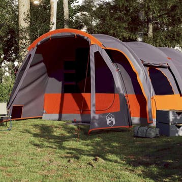 vidaXL Tunneltent 8-persoons waterdicht grijs en oranje, Verzenden, Nieuw, Tot en met 2