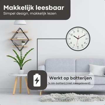 Tyme Wandklok Radiogestuurd - 24.5m Klok modern - Analoog -, Ophalen of Verzenden, Zo goed als nieuw