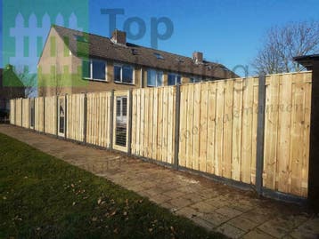 Schutting laten plaatsen hout beton antraciet €120,- Per M1, Nieuw, Hout, 1 tot 2 meter
