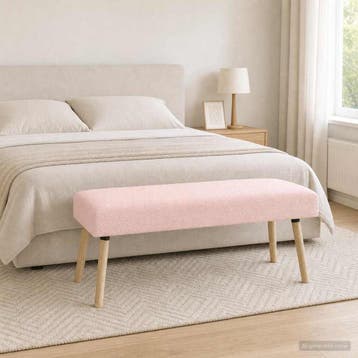 vidaXL Bank Effen Roze 110 x 40 x 46 cm Bouclé, Huis en Inrichting, Banken | Bankstellen, Verzenden, Nieuw, Stof