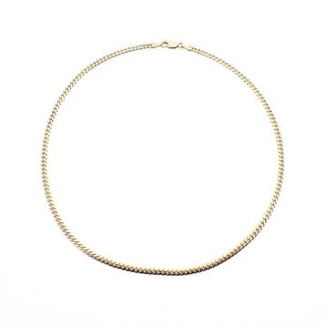 Gouden platte gourmetschakel ketting, Ophalen of Verzenden, Gebruikt, Overige kleuren, Goud