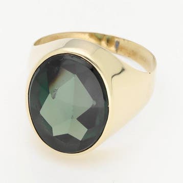 Ring - 14 karaat Geel goud - Synthetische Spinel, Sieraden, Tassen en Uiterlijk, Nieuw