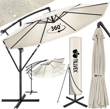 Zweefparasol - Tuinparasol - Parasol 350 cm - Met voet - Met, Verzenden, Zo goed als nieuw