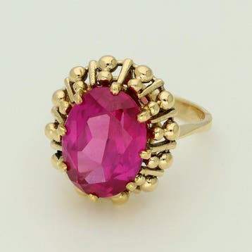 Ring - 18 karaat Geel goud Robijn, Nieuw