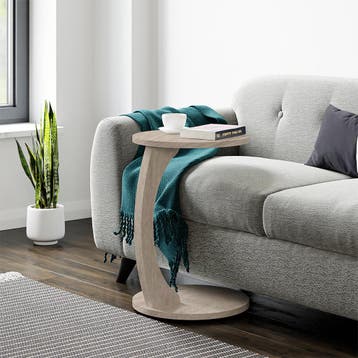 Bijzettafel Holeby travertijn verrijdbaar 56x38 cm [en.casa], Verzenden, Nieuw