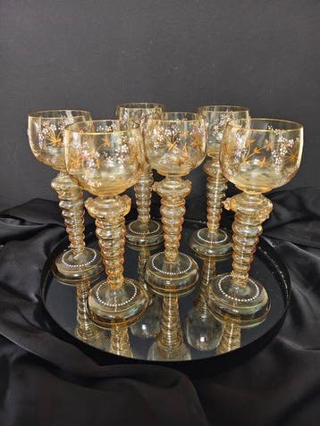 Fritz Heckert - Wijnglas (6) - Glas, Antiek en Kunst, Antiek | Glas en Kristal