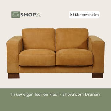 Leren bank Clear - 2 zits, Bohemian, Eigentijds, Modern, Retro, Vintage, 150 tot 200 cm, Nieuw, Ophalen of Verzenden