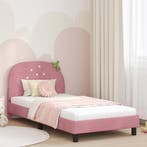 vidaXL Bedframe voor kinderen met hoofdbord Roze 80 x 200 cm, Verzenden, Nieuw, Stof
