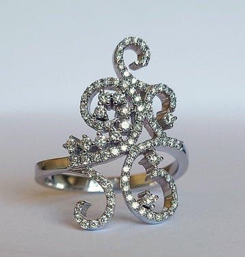 Cocktailring - 18 karaat Witgoud - 0.66ct. tw. Diamant