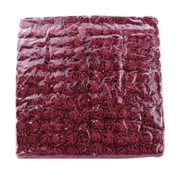 Mini Foam Roos met Tule Wijnrood 2 cm Bulk Pak 144 stuks, Ophalen of Verzenden, Nieuw