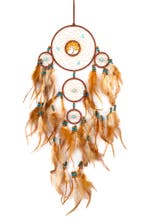 Dromenvanger Cognacbruin Dreamcatcher Veren Cognac Bruin Boh, Ophalen of Verzenden, Nieuw, Feestartikel, Carnaval