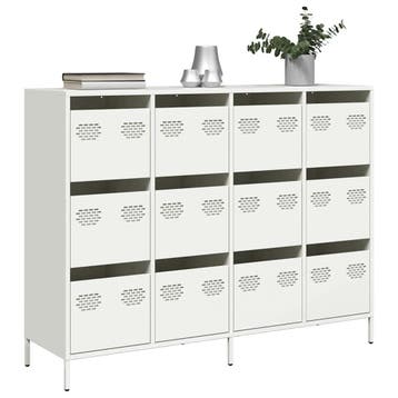 vidaXL Dressoir 135x39x103,5 cm koudgewalst staal wit, Verzenden, Nieuw, Metaal