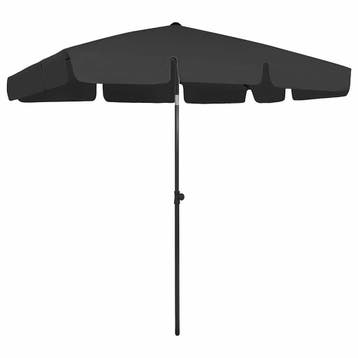vidaXL Strandparasol 200x125 cm zwart, Verzenden, Nieuw, 1 tot 2 meter, Strandparasol
