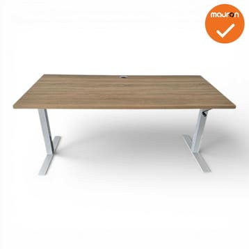 LINAK slinger zit-sta bureau - 160x80cm - Zilvergrijs ond..., Werkplek, Ophalen of Verzenden, Gebruikt, Bureau