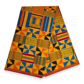 Afrikaanse wax print stof - Oranje Kente Print Blocks Ghana, Ophalen of Verzenden, Nieuw